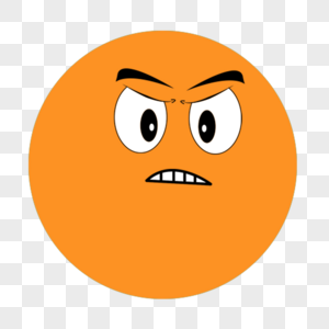 愤怒呲牙表情橙色圆形趣味表情包图片