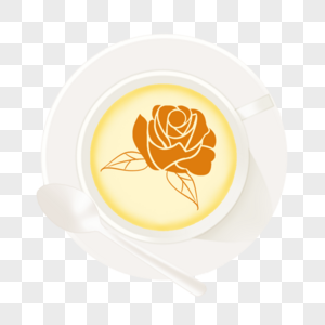 咖啡拉花金色奶油花朵造型图片
