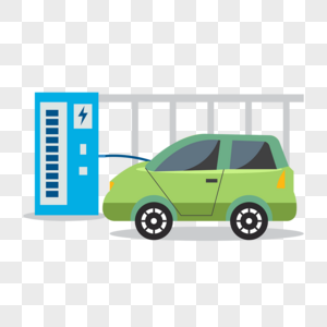 绿色电动汽车插画扁平环保高清图片
