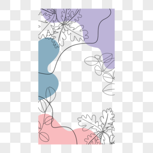 抽象线条画树叶边框植物装饰图片