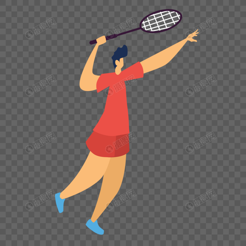 红色运动服打羽毛球的男生图片