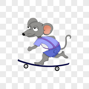卡通可爱动物滑板运动高清图片