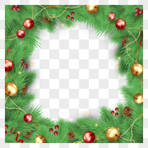 彩色灯球摆件圣诞冬青边框图片