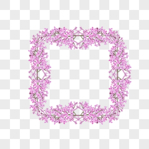 水彩粉色丁香花卉婚礼边框图片