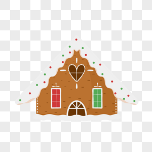 可爱红绿窗户圣诞姜饼屋图片