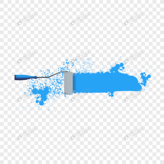 蓝色抽象水彩油漆辊刷图片
