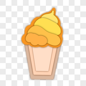 剪纸风格冰淇淋美味黄色甜筒图片