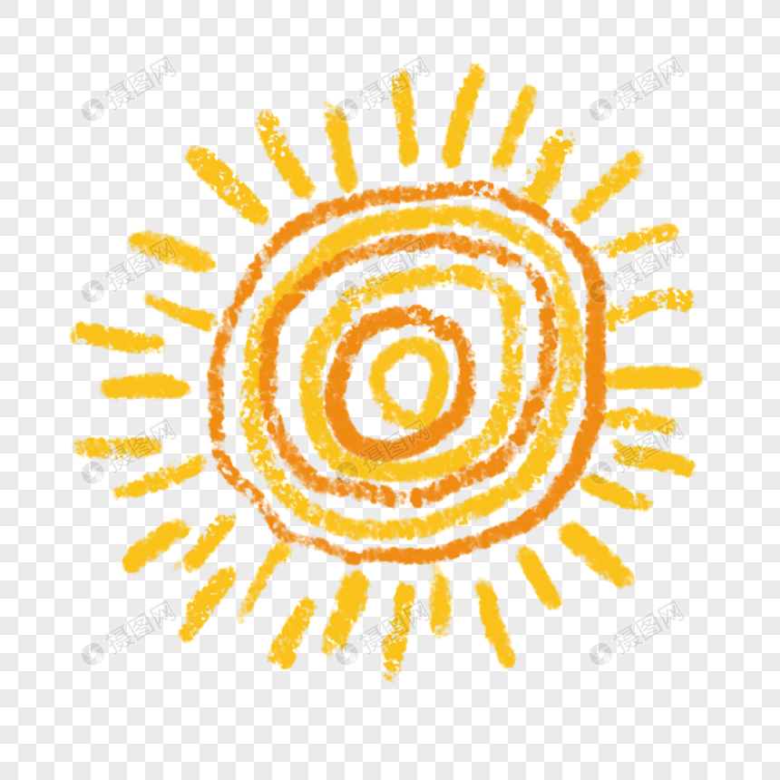 金色手绘圆环卡通涂鸦太阳图片