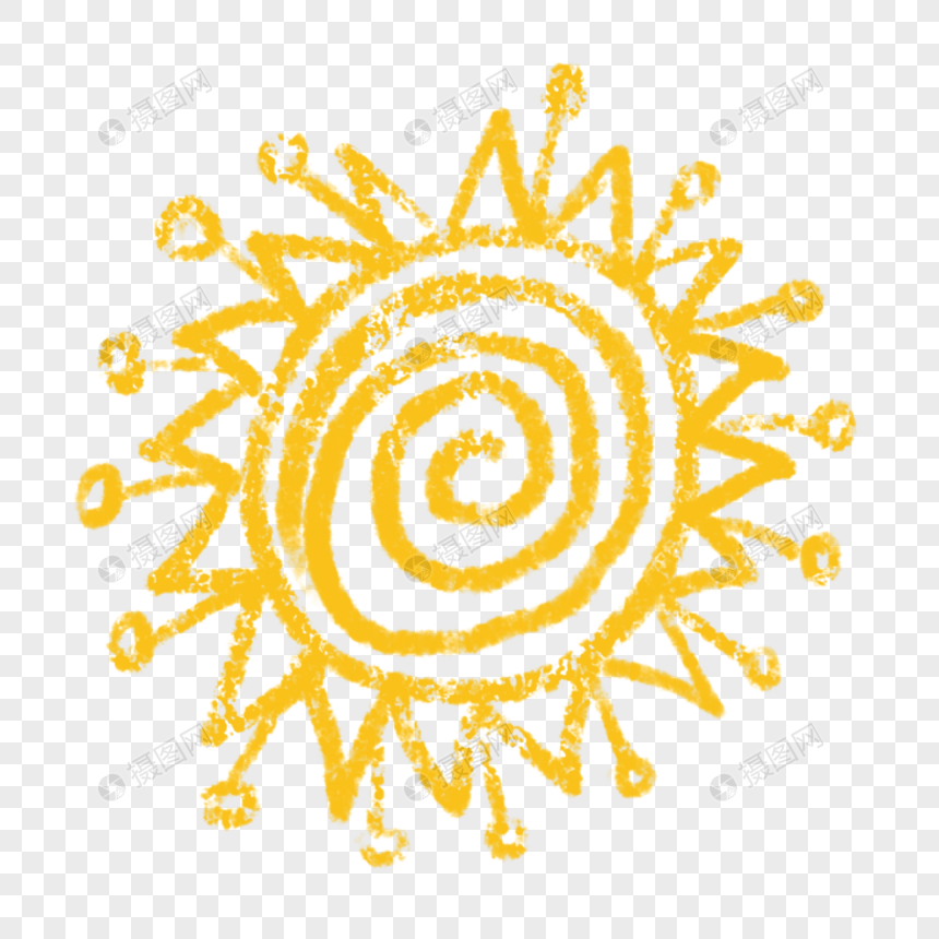 可爱金色线条卡通涂鸦太阳图片