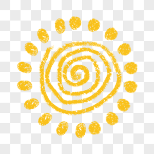 金色螺旋花纹卡通涂鸦太阳图片