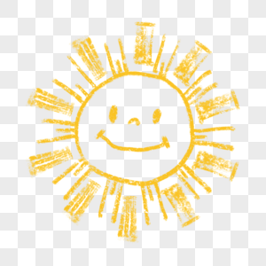 金色线条笑脸卡通涂鸦太阳图片