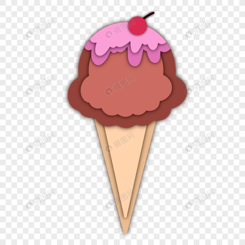 紫色甜美奶油剪纸风格冰淇淋图片