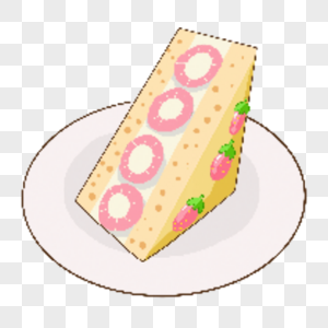 草莓奶油夹心像素艺术蛋糕图片