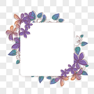 紫色水彩线条画花卉边框图片