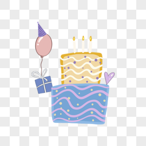 双层生日蛋糕和气球高清图片
