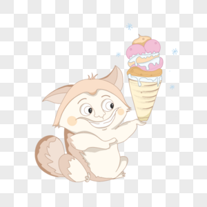卡通冰淇凌和可爱狐狸图片