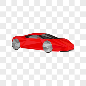 低聚风格活力红色跑车高清图片