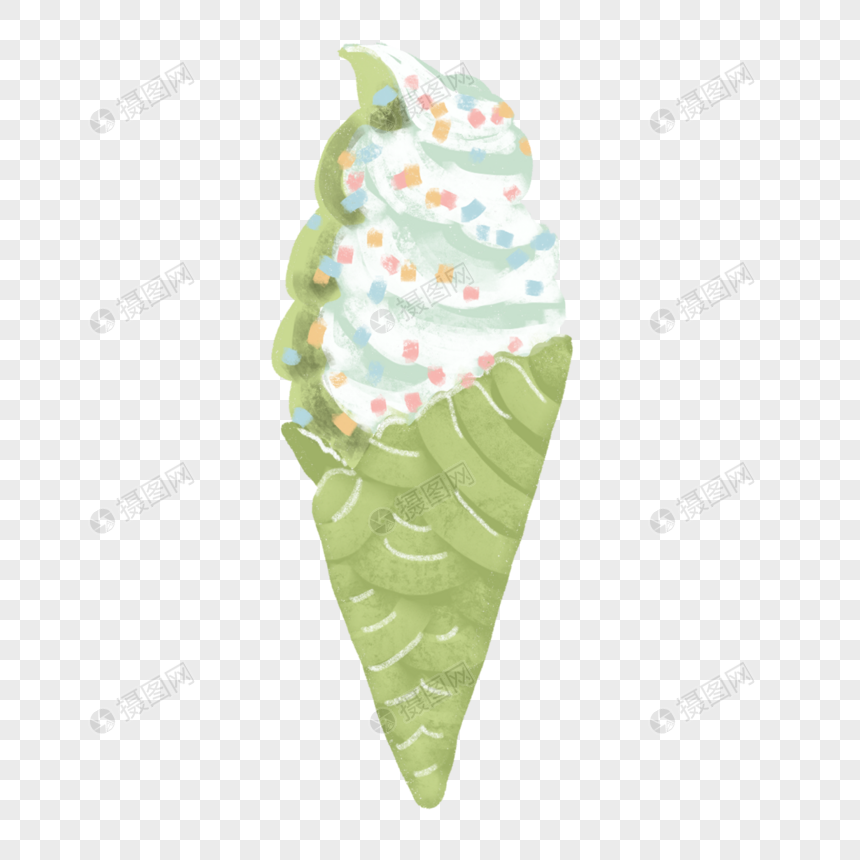抹茶甜品绿色甜筒冰激凌图片