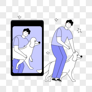 相机瞬间拍照抱着狗的男生高清图片