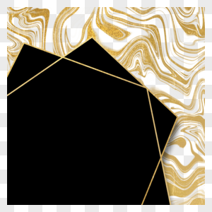 几何多边形叠加金色渐变流体抽象边框图片
