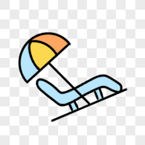 卡通夏季沙滩椅和遮阳伞图片