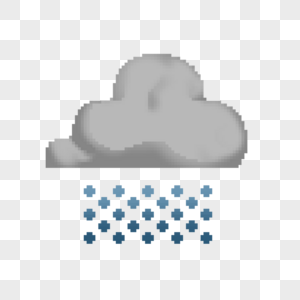 像素天气组合灰色乌云降雨图片