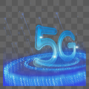 蓝色圆形立体5g光效科技图片