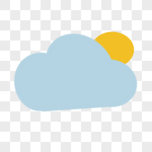 灰色云朵和太阳可爱天气图标图片