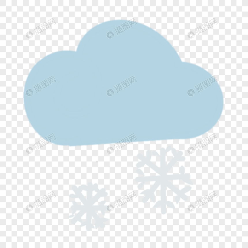 淡蓝色云朵雪花可爱天气图标图片