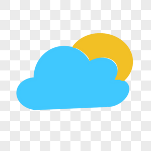 黄色太阳蓝色云朵可爱天气图标图片