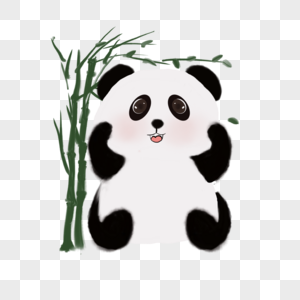 活泼的水彩熊猫图片