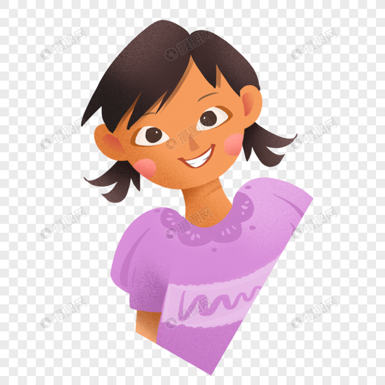 儿童剪贴画紫色上衣女孩图片