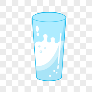 盛着牛奶的蓝色玻璃杯图片