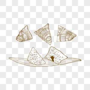 红豆沙粽子线稿样式图片