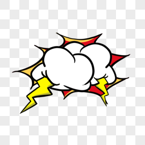 云朵闪电气泡波普风格美漫图片