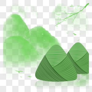 绿色山脉端午水墨粽子边框图片
