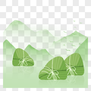 绿色清新端午水墨粽子边框图片