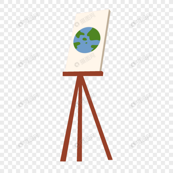 世界艺术日三角画架地球画作图片