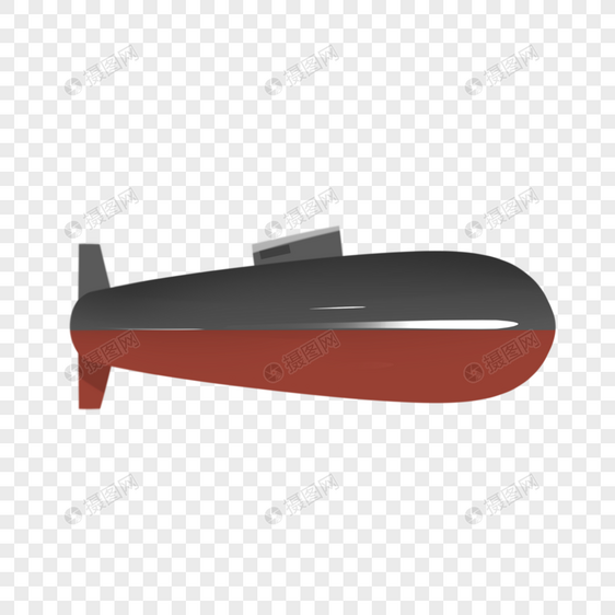 简约黑色红色潜水艇平面剪贴画图片