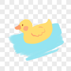 黄色鸭子蓝色水夏季卡通剪贴画图片