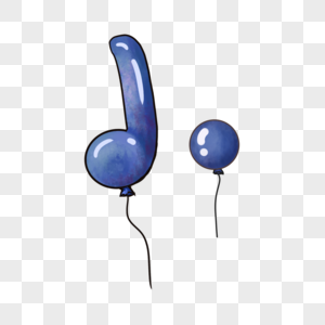 蓝色渐变圆形水彩音符气球图片
