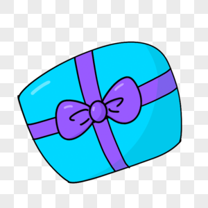 紫色蝴蝶结蓝色盒子卡通生日剪贴画图片