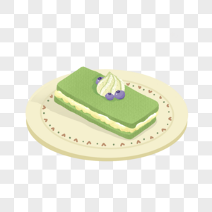长方形夹心绿色抹茶蛋糕高清图片