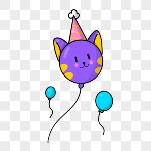 猫咪气球卡通生日剪贴画图片