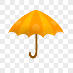 橙色卡通水彩花纹雨伞图片