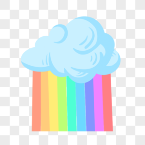 蓝色渐变彩虹云朵天气水彩剪贴画图片