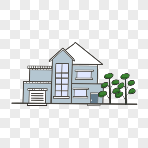 灰蓝卡通双层房子图片