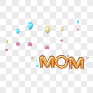 母亲节快乐气球和礼品盒图片