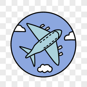 天空中的飞机圆形卡通图标图片