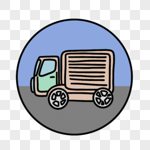 棕色箱货车圆形卡通图标图片
